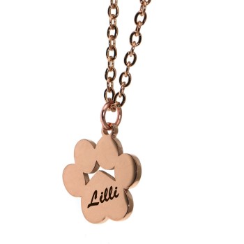NonSoloArgenti |necklace steel paw dog cat personalized engraving rose gold
