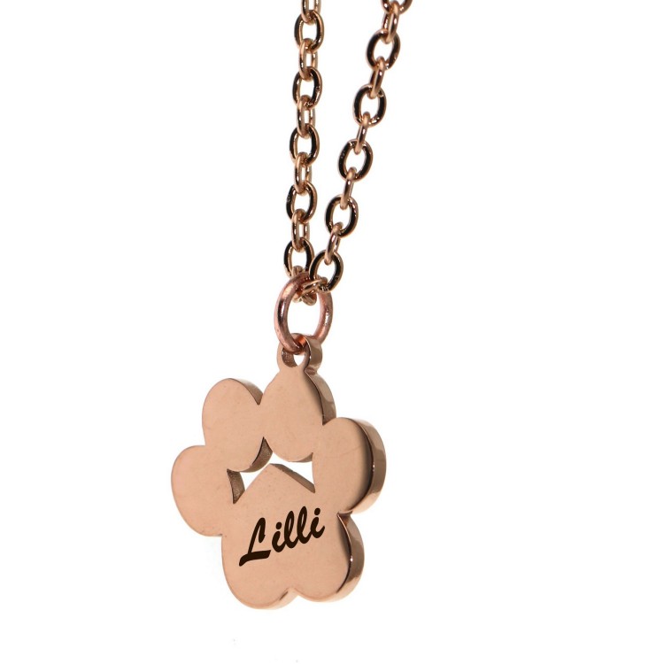 NonSoloArgenti |necklace steel paw dog cat personalized engraving rose gold