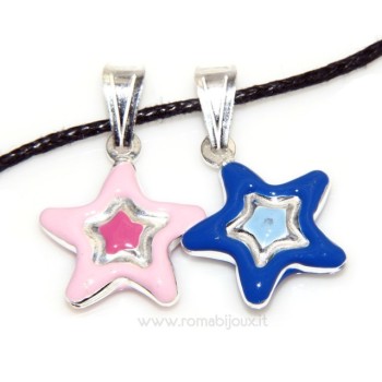 NSA|silver pendant star blue or pink