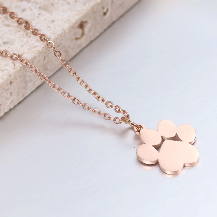 NonSoloArgenti |necklace steel paw dog cat personalized engraving rose gold