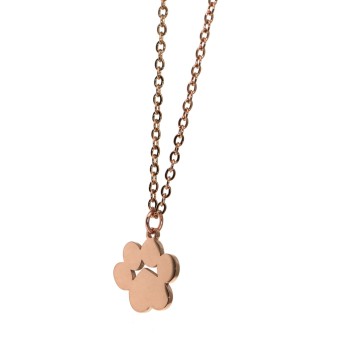 NonSoloArgenti |necklace steel paw dog cat personalized engraving rose gold