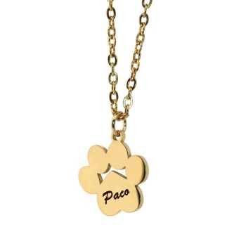 NonSoloArgenti |steel necklace paw dog cat personalized engraving yellow gold