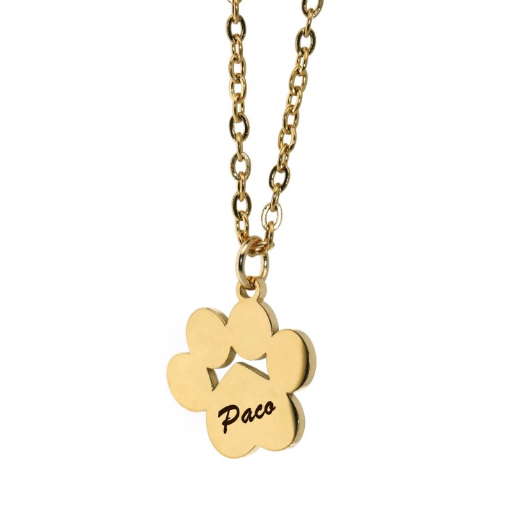 NonSoloArgenti |steel necklace paw dog cat personalized engraving yellow gold