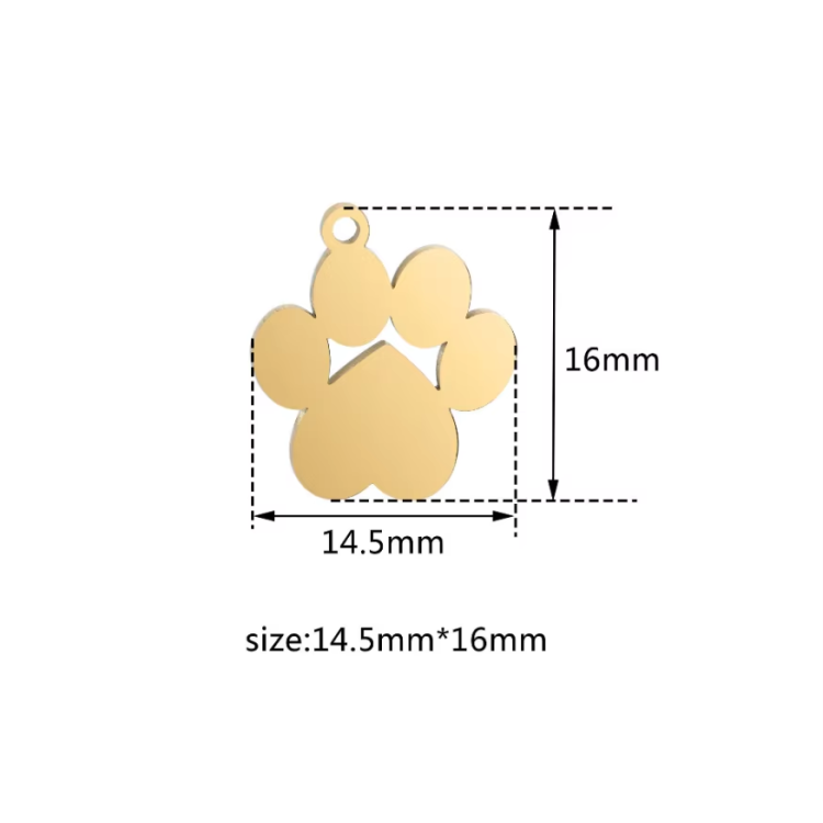 NonSoloArgenti |steel necklace paw dog cat personalized engraving yellow gold