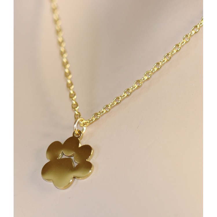 NonSoloArgenti |steel necklace paw dog cat personalized engraving yellow gold