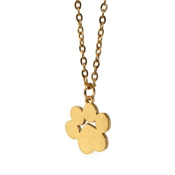 NonSoloArgenti |steel necklace paw dog cat personalized engraving yellow gold
