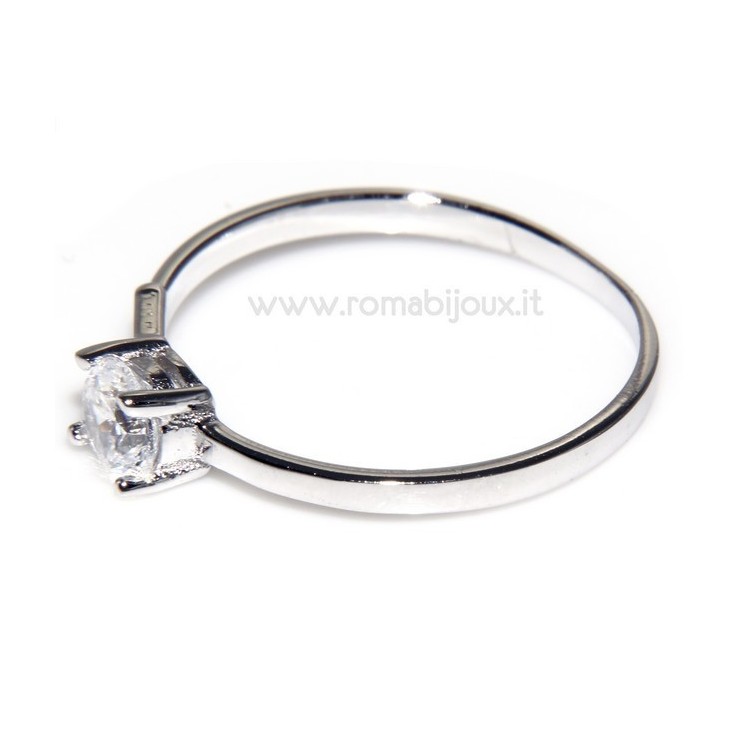 NSA|Argento 925 Rodiato : Solitario con zircone da 5 mm taglio brillante