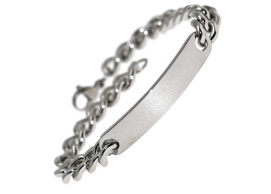 NonSoloArgenti |Hypoallergenic Steel Bracelet Curb and Plate for Men Wrist 19.5cm