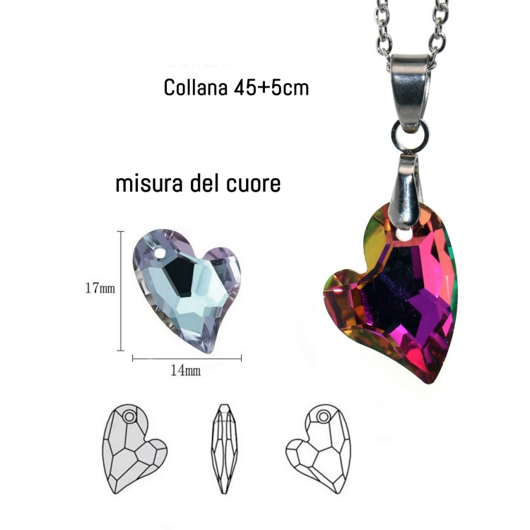 NonSoloArgenti|collana cuore fucsia festa della mamma, san valentino, anniversario, maestra, compleanno, per donna