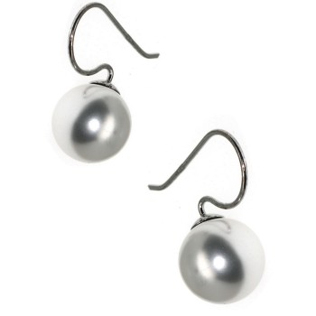 NonSoloArgenti|earrings all 925 silver with hook and medium pearl 12mm for women