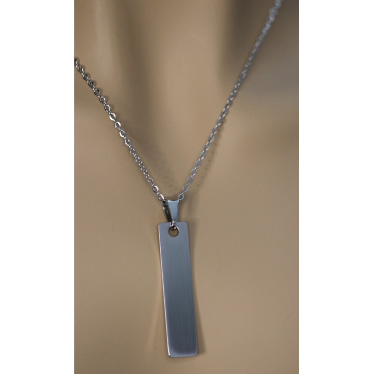 NonSoloArgenti |slim rectangular steel necklace personalized engraving man woman