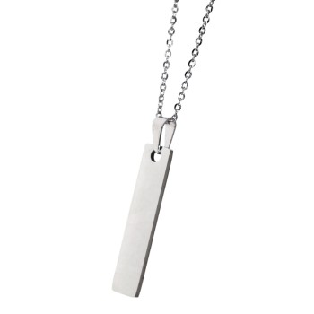 NonSoloArgenti |slim rectangular steel necklace personalized engraving man woman