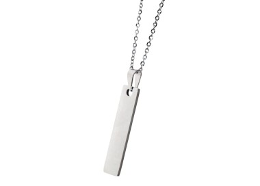 NonSoloArgenti |slim rectangular steel necklace personalized engraving man woman