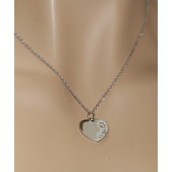 NonSoloArgenti |steel necklace heart with dog cat paws personalized engraving woman man