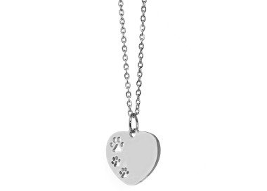 NonSoloArgenti |steel necklace heart with dog cat paws personalized engraving woman man