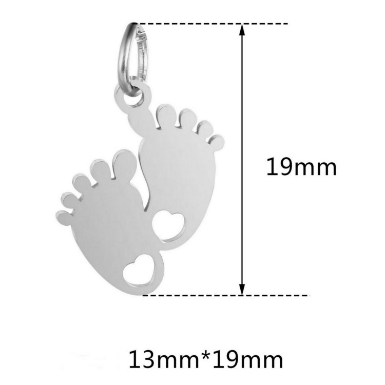 NonSoloArgenti |steel necklace newborn feet with heart personalized engraving mother woman