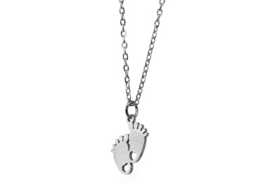 NonSoloArgenti |collana acciaio piedini neonato con cuore incisione personalizzata mamma donna