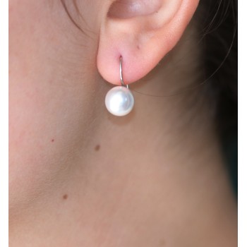 NonSoloArgenti|earrings all 925 silver with hook and medium pearl 10mm for women