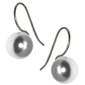 NonSoloArgenti|earrings all 925 silver with hook and medium pearl 10mm for women