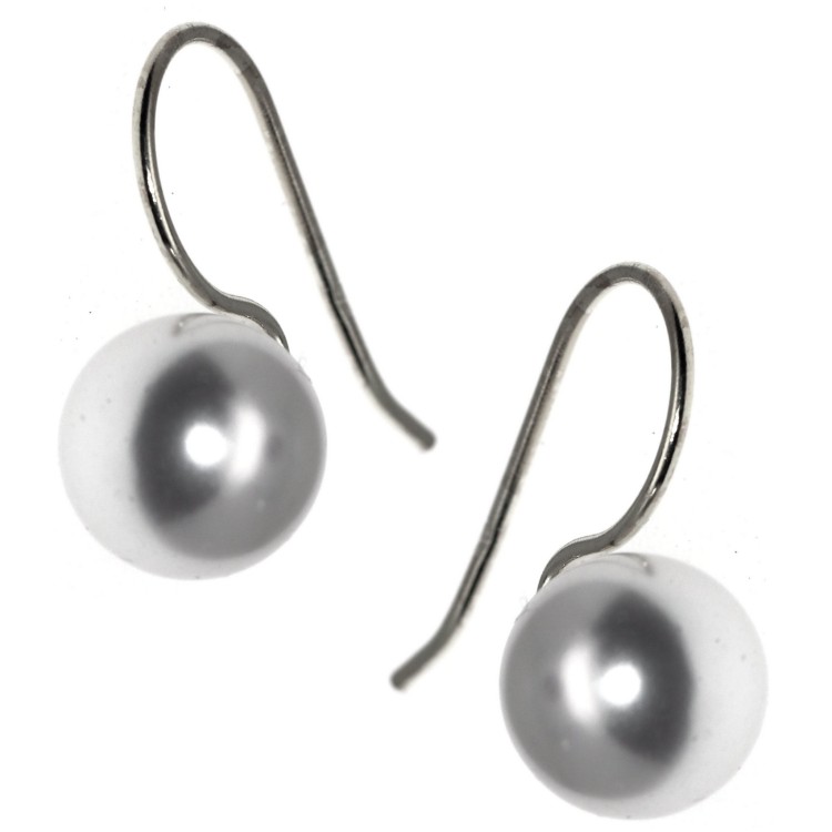 NonSoloArgenti|earrings all 925 silver with hook and medium pearl 10mm for women