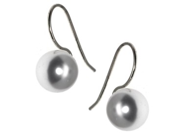 NonSoloArgenti|earrings all 925 silver with hook and medium pearl 10mm for women