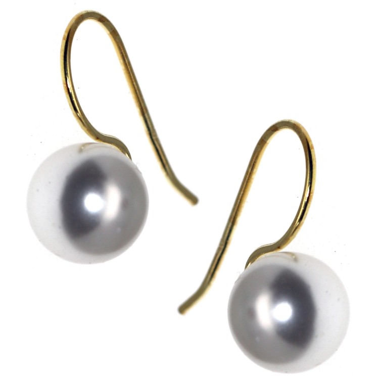 NonSoloArgenti|925 silver earrings yellow gold plated with 10mm medium pearl for women