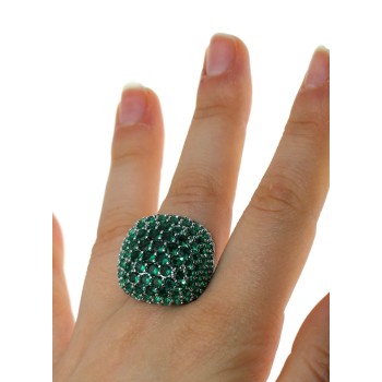 NonSoloArgenti|majestic ring all 925 silver square zirconia emerald adjustable woman