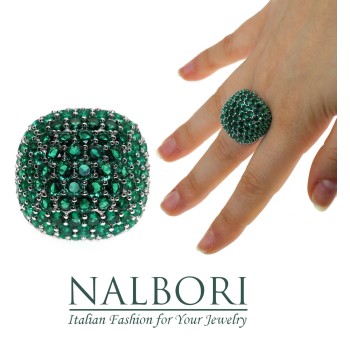 NonSoloArgenti|majestic ring all 925 silver square zirconia emerald adjustable woman
