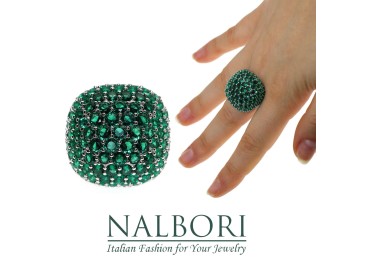 NonSoloArgenti|majestic ring all 925 silver square zirconia emerald adjustable woman
