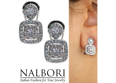 NonSoloArgenti|925 silver earrings square rhombus omega with zirconia for women