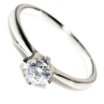 NSA|925 Sterling Silver Solitaire 5mm Brilliant Cut Zircon Ring