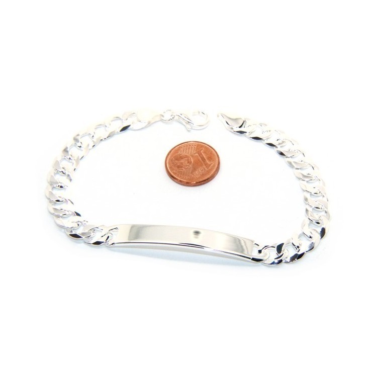 NonSoloArgenti|Bracciale argento 925 targa massiccio catena grumetta 7 mm polso 19 cm