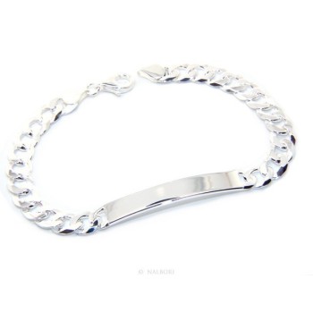 NonSoloArgenti|Bracciale argento 925 targa massiccio catena grumetta 7 mm polso 19 cm