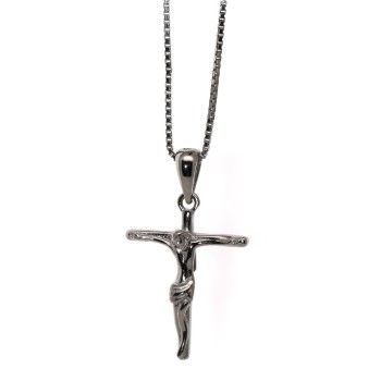 NonSoloArgenti |  necklace all silver 925 latin cross crucifix 45 50 60 cm rhodium
