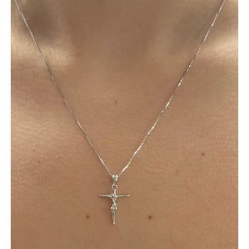 NonSoloArgenti |  necklace all silver 925 latin cross crucifix 45 50 60 cm rhodium