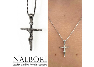 NonSoloArgenti |  necklace all silver 925 latin cross crucifix 45 50 60 cm rhodium