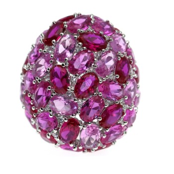 NonSoloArgenti|majestic ring all 925 silver oval zirconia ruby ​​adjustable woman