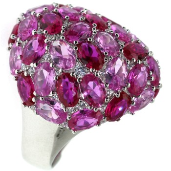 NonSoloArgenti|majestic ring all 925 silver oval zirconia ruby ​​adjustable woman