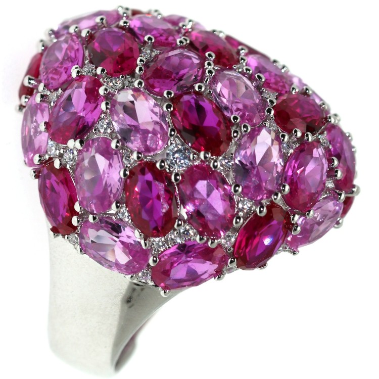 NonSoloArgenti|majestic ring all 925 silver oval zirconia ruby ​​adjustable woman