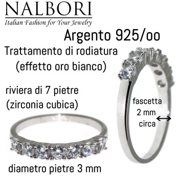NonSoloArgenti|925 silver riviera ring with 7 white zirconia 3 mm women