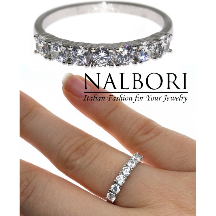NonSoloArgenti|anello riviera argento 925 con 7 zirconi bianchi da 3 mm donna
