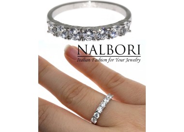 NonSoloArgenti|925 silver riviera ring with 7 white zirconia 3 mm women