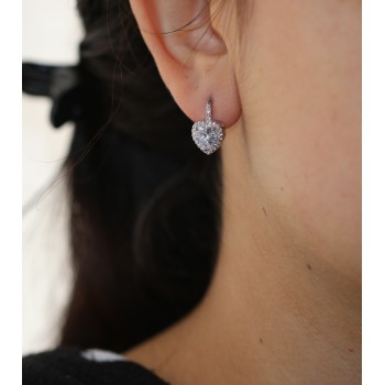 NonSoloArgenti|orecchini monachella argento 925 cuore brillante bianco donna marca NALBORI