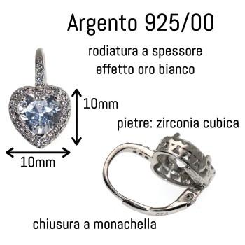 NonSoloArgenti|orecchini monachella argento 925 cuore brillante bianco donna marca NALBORI