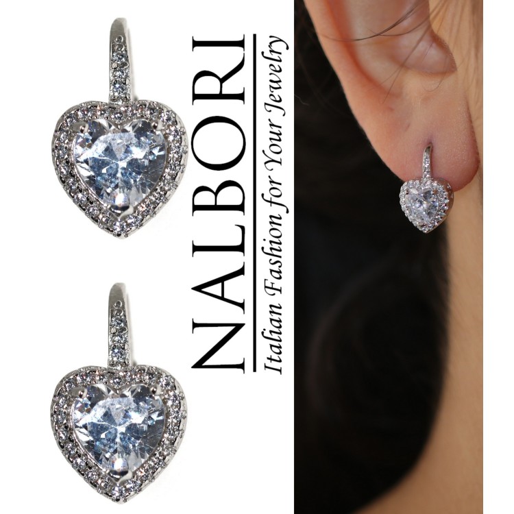 NonSoloArgenti|earrings silver 925 heart brilliant white woman