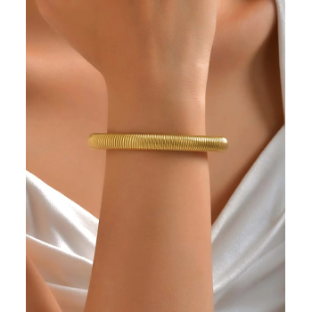 NonSoloArgenti |Bracciale snake acciaio anallergico dorato aperto per donna e uomo