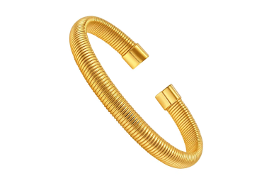 NonSoloArgenti |Bracciale snake acciaio anallergico dorato aperto per donna e uomo