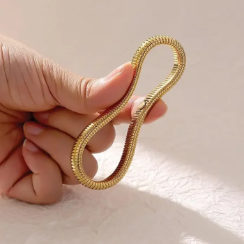 NSA|Hypoallergenic steel snake bracelet in gold or silver, 8 or 10 mm, elastic for women and men