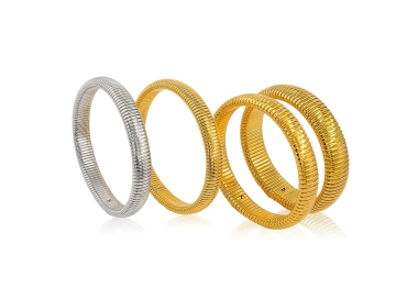 NonSoloArgenti |Hypoallergenic steel snake bracelet in gold or silver, 8 or 10 mm, elastic for women and men