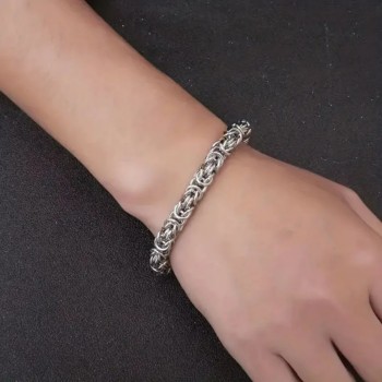 NSA|Bracciale bizantino acciaio anallergico silver per uomo e donna